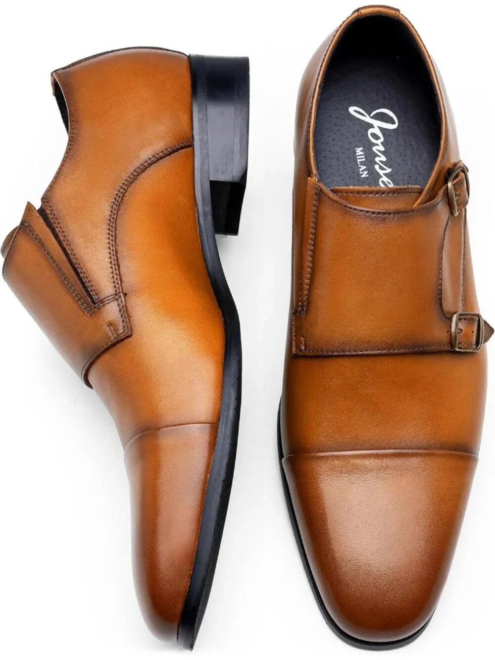 Men's Brown Imported 100% Synthetic Dress Shoes for Monk Strap Loafers